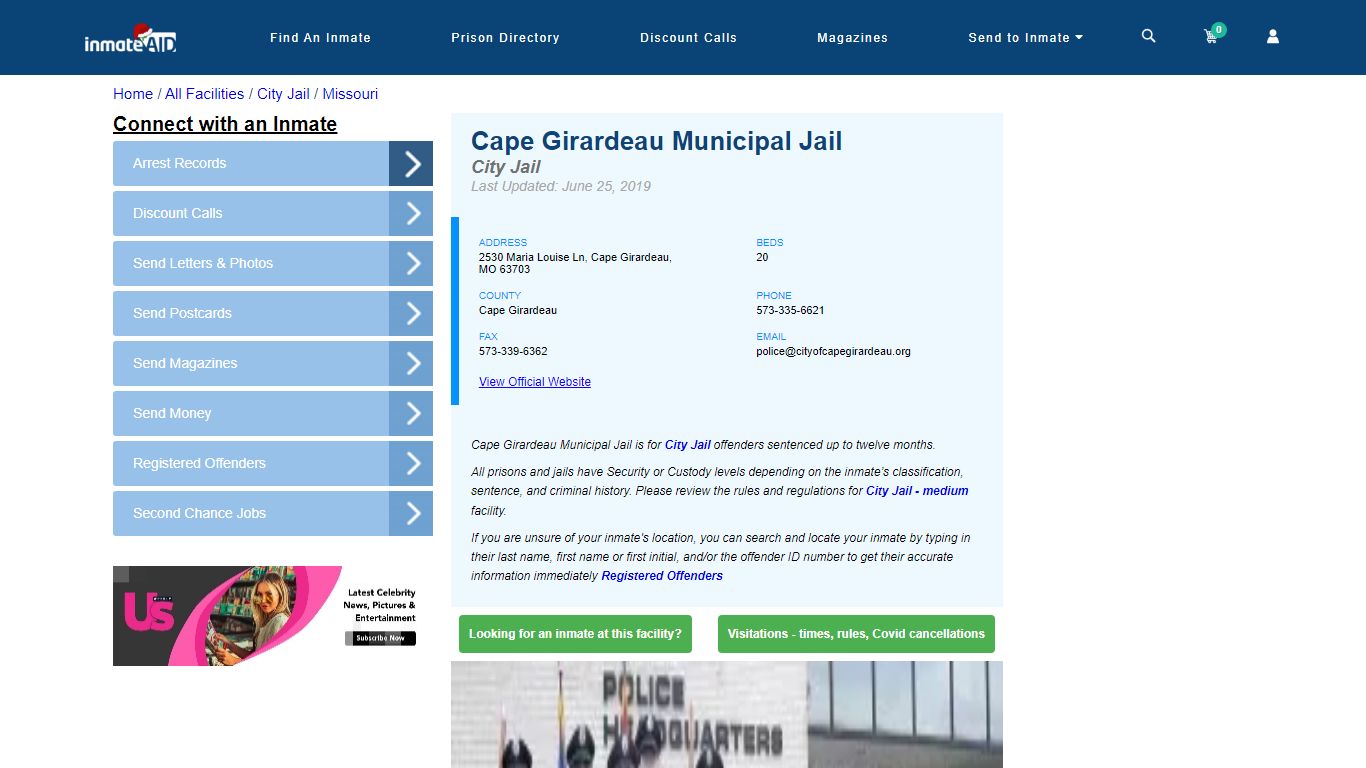 Cape Girardeau Municipal Jail | Inmate Locator